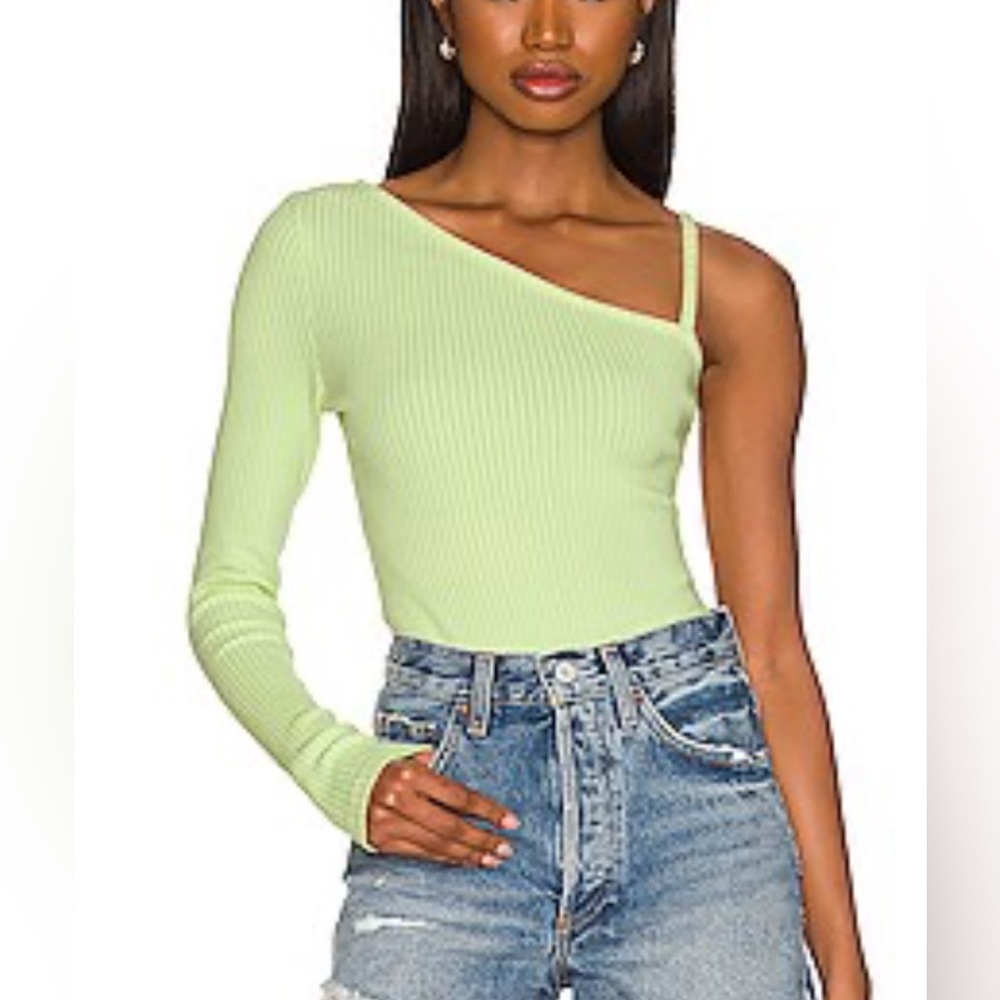 AGOLDE “Mika” light and bright neon green, one sleeve bodysuit, size: large